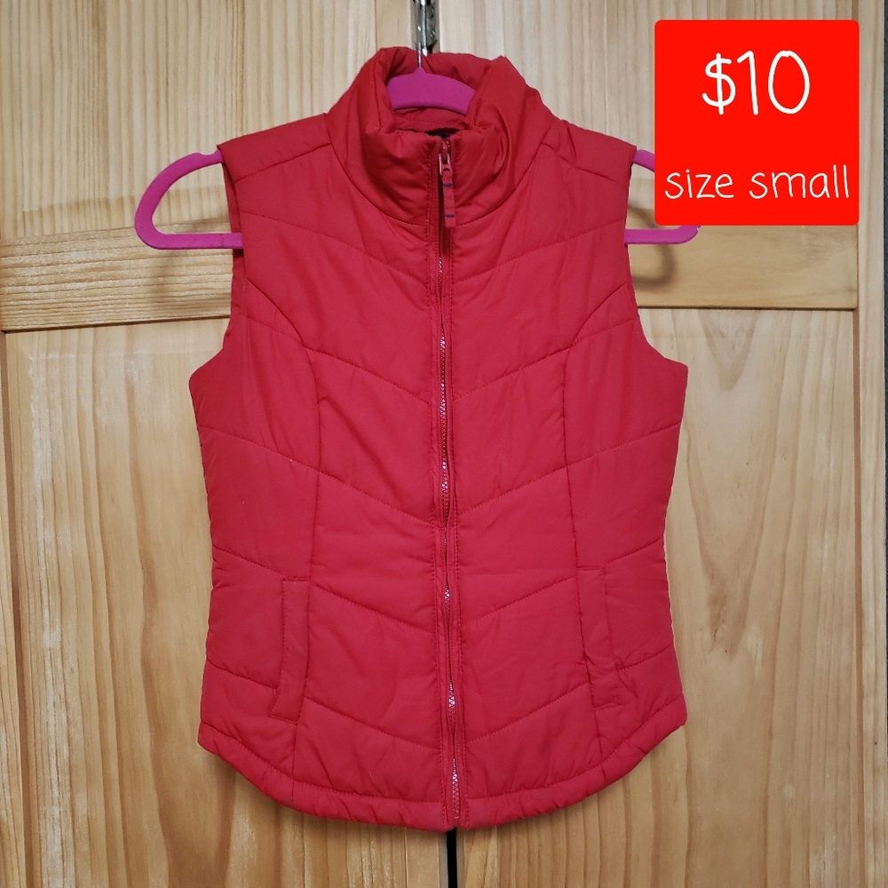 Red puffy vest